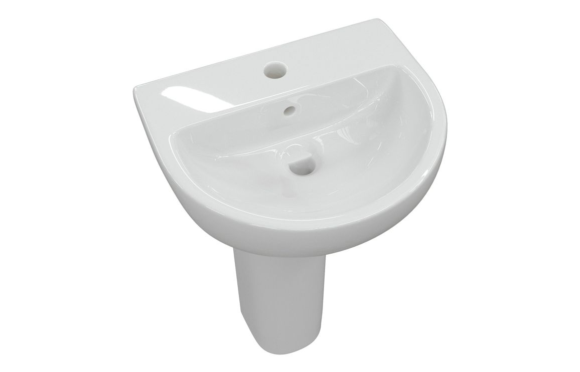 Arlo 550x400mm 1TH Basin & Full Pedestal - Image 2