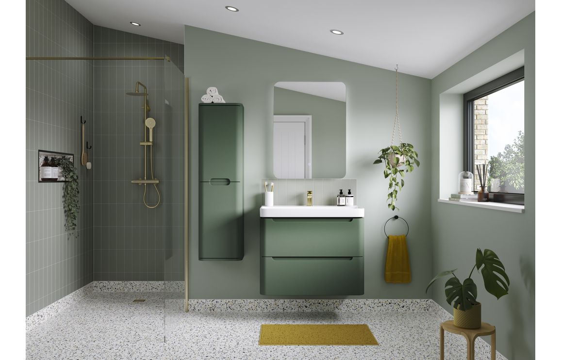 Lambra 350mm 2 Door Wall Hung Tall Unit - Matt Sage Green - Image 2