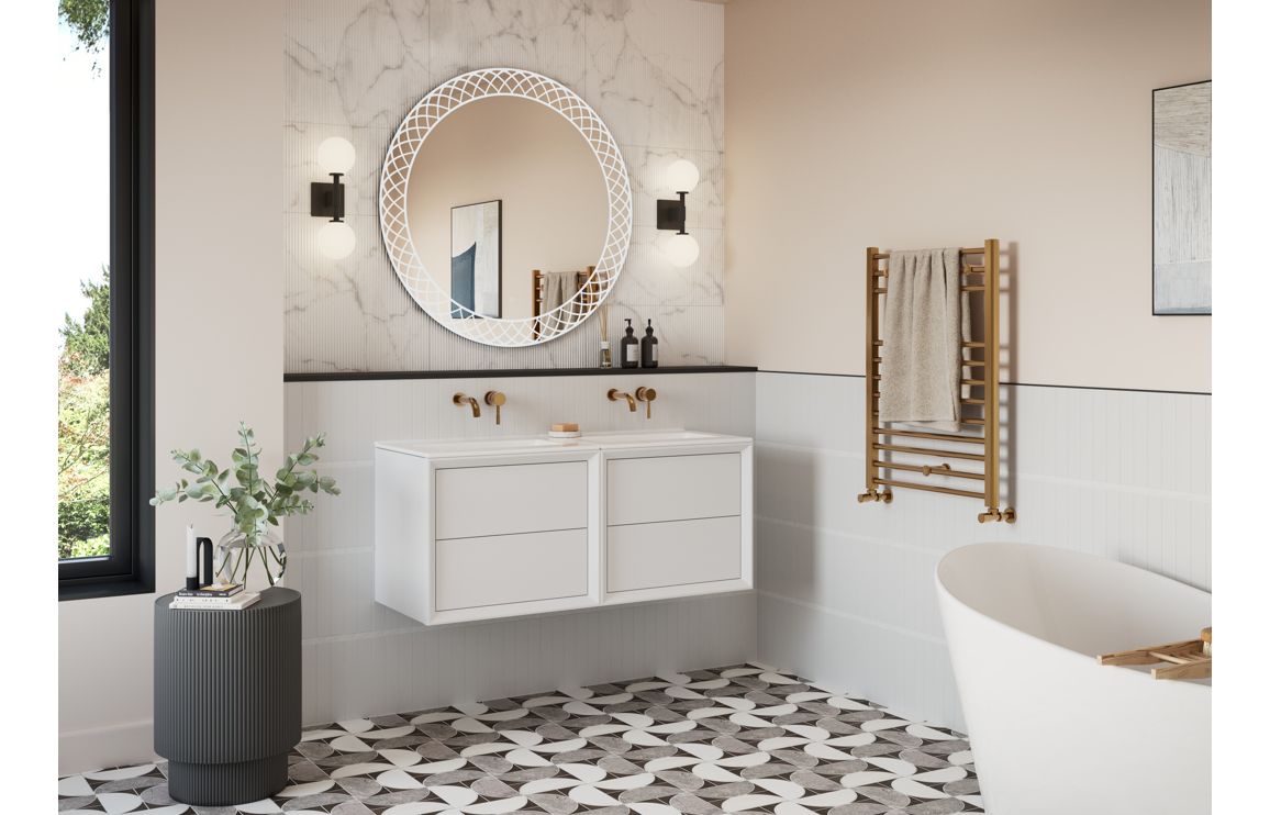Push 810mm Wall Hung 2 Drawer Basin Unit & 1TH Thin Edge Basin - Matt White - Image 2