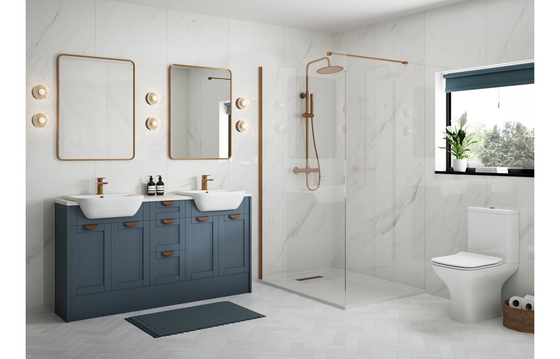 Abbey 1236mm Slim Basin & WC Unit Pack - Matt Arley Blue - Image 2