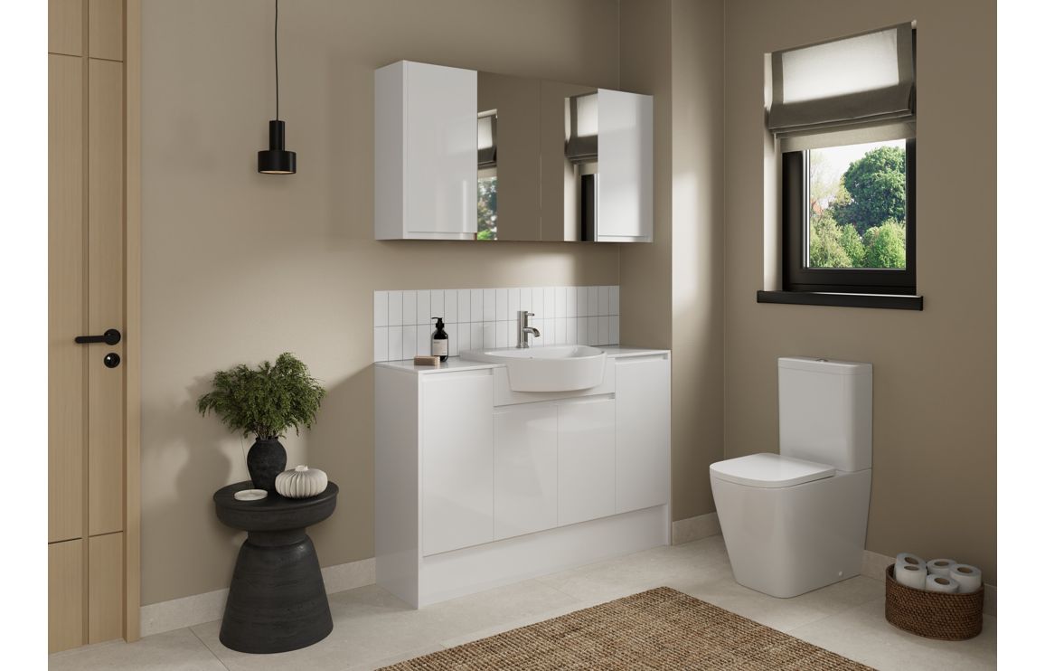 Cara 1536mm Slim Basin, WC & 1 Door Unit Pack - White Gloss - Image 2