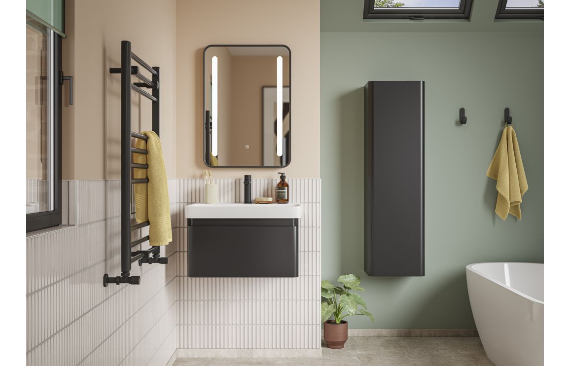 Cosmos 350mm Wall Hung 1 Door Tall Unit - Matt Black - Image 3