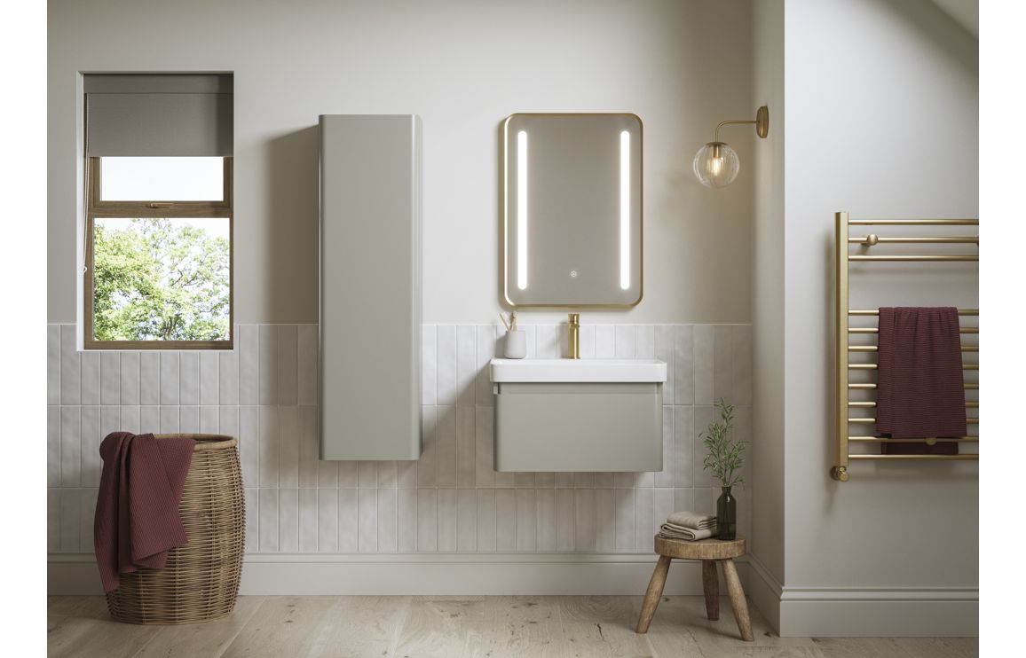 Cosmos 350mm Wall Hung 1 Door Tall Unit - Matt Latte - Image 3