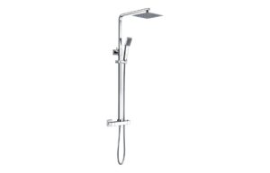 Cosmic Square Thermostatic Bar Mixer w/Riser Kit - Chrome