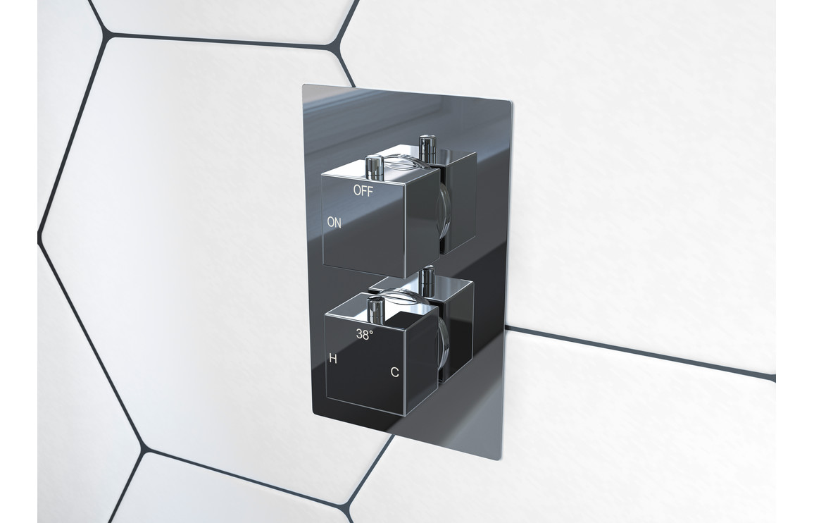 Cosmic Thermostatic Three Outlet Triple Shower Valve - Chrome - Image 2