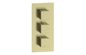 Cosmic Thermostatic Two Outlet Triple Shower Valve - Brushed Brass