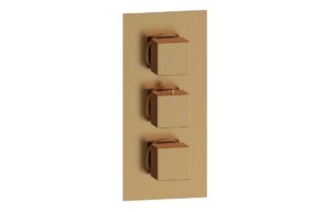 Cosmic Thermostatic Two Outlet Triple Shower Valve - Brushed Bronze