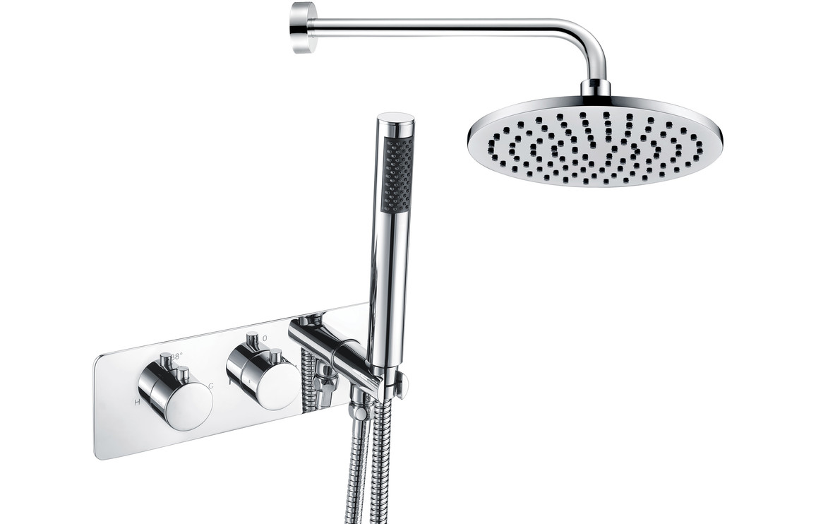 Luna Shower Pack One - Two Outlet Twin Shower Valve w/Handset & ABS Overhead - Chrome
