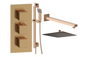 Cosmic Square Shower Valve & Kit Pack 3 - Brushed Bronze
