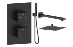 Cosmic Square Shower Valve & Kit Pack 4 - Matt Black