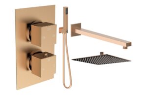 Cosmic Square Shower Valve & Kit Pack 4 - Brushed Bronze