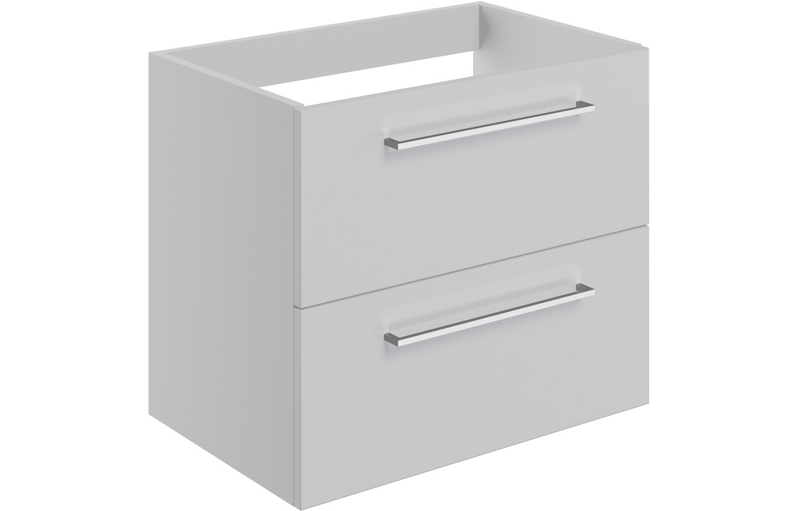 Volta 590mm Wall Hung 2 Drawer Basin Unit (No Top) - Grey Gloss