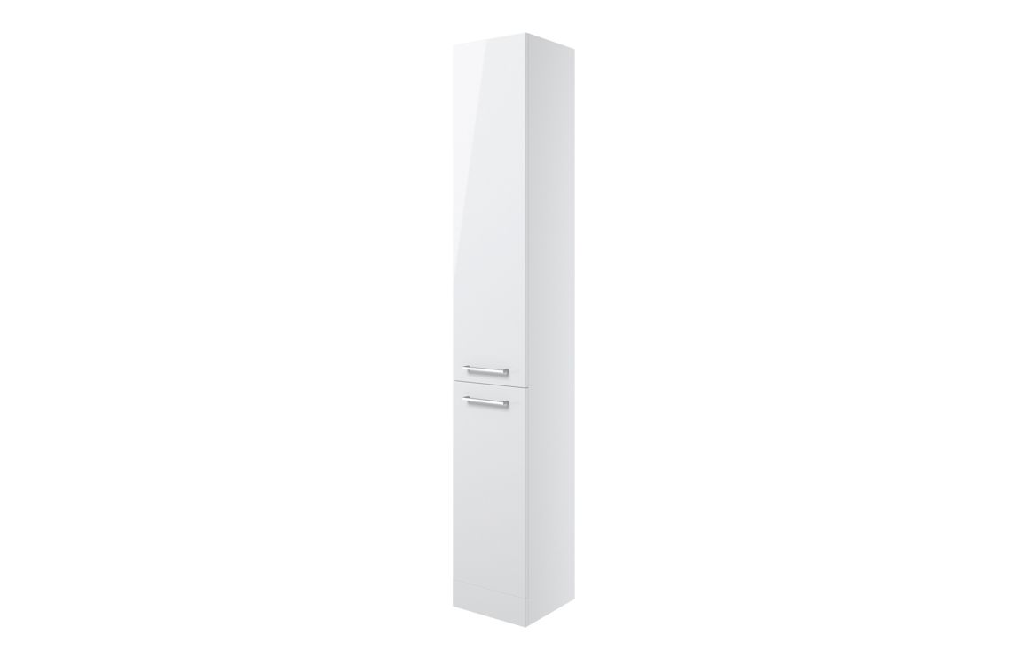Volta 350mm Floor Standing 2 Door Tall Unit - White Gloss - Image 2
