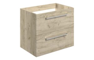 Volta 590mm Wall Hung 2 Drawer Basin Unit (No Top) - Oak