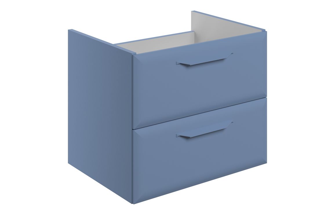 Mika 600mm Wall Hung 2 Drawer Basin Unit (No Top) - Matt Misty Blue