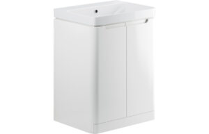 Lambra 605mm 2 Door Floor Standing Basin Unit - White Gloss