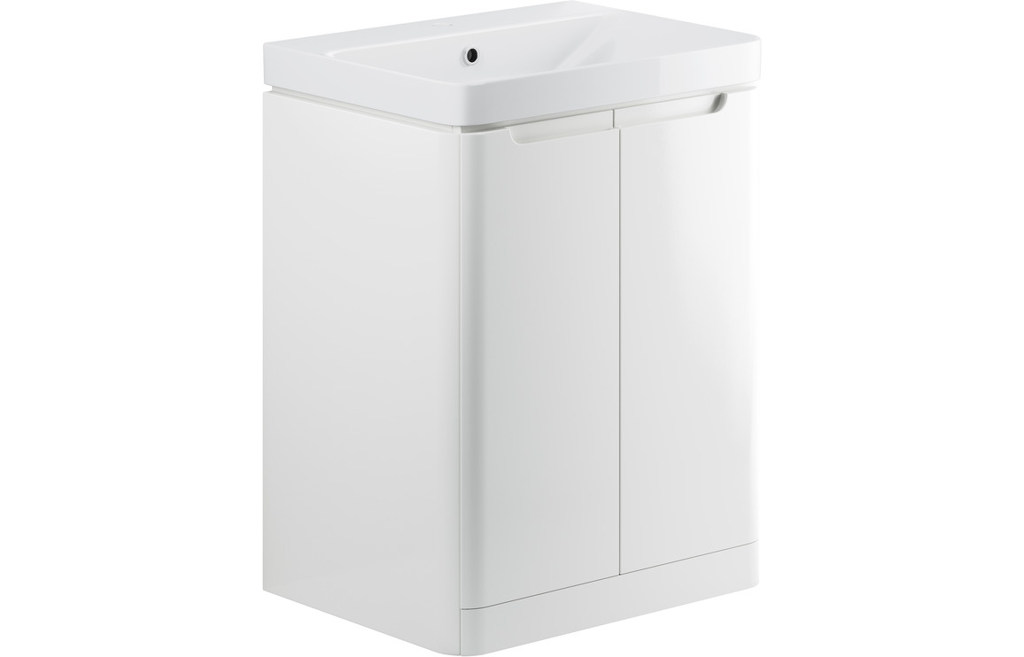 Lambra 605mm 2 Door Floor Standing Basin Unit - White Gloss