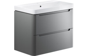 Lambra 805mm 2 Drawer Wall Hung Basin Unit - Matt Grey