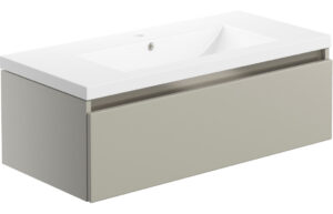 Carino 815mm 1 Drawer Wall Hung Basin Unit Inc. Basin - Matt Latte