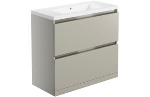 Carino 815mm 2 Drawer Floor Standing Basin Unit Inc. Basin - Matt Latte