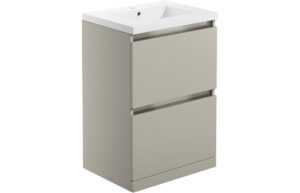 Carino 615mm 2 Drawer Floor Standing Basin Unit Inc. Basin - Matt Latte