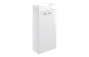 Volta 410mm Floor Standing 1 Door Basin Unit & 1TH Basin - White Gloss
