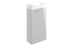 Volta 410mm Floor Standing 1 Door Basin Unit & 1TH Basin - Grey Gloss