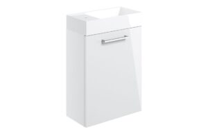 Volta 410mm Wall Hung 1 Door Basin Unit & 1TH Basin - White Gloss