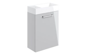 Volta 410mm Wall Hung 1 Door Basin Unit & 1TH Basin - Grey Gloss