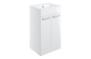 Volta 510mm Floor Standing 2 Door Basin Unit & 1TH Thin Edge Basin - White Gloss