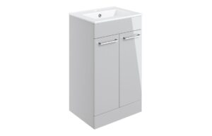 Volta 510mm Floor Standing 2 Door Basin Unit & 1TH Thin Edge Basin - Grey Gloss