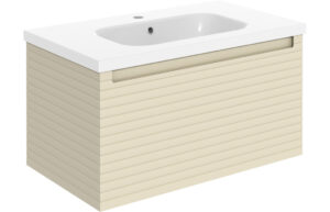 Align 815mm Wall Hung 1 Drawer Basin Unit & 1TH Basin - Matt Cotton