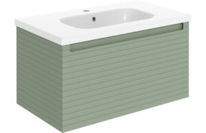 Align 815mm Wall Hung 1 Drawer Basin Unit & 1TH Basin - Matt Willow Green