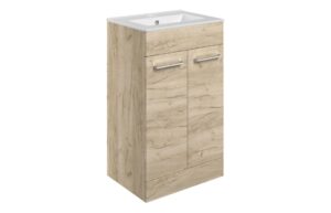 Volta 510mm Floor Standing 2 Door Basin Unit & 1TH Thin Edge Basin - Oak