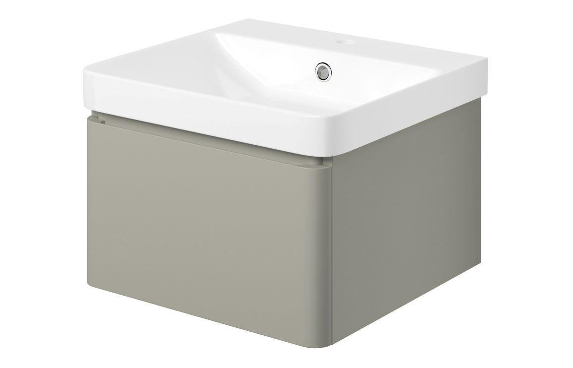 Cosmos 500mm Wall Hung 1 Drawer Basin Unit & Basin - Matt Latte - Image 2