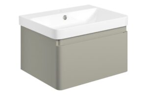 Cosmos 605mm Wall Hung 1 Drawer Basin Unit & Basin - Matt Latte