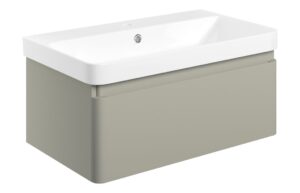 Cosmos 805mm Wall Hung 1 Drawer Basin Unit & Basin - Matt Latte