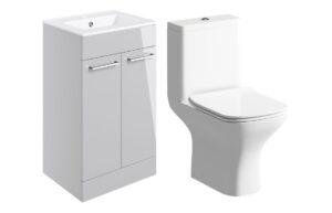 Volta 510mm Floor Standing Unit & Close Coupled WC Pack - Grey Gloss