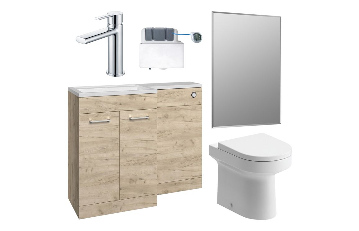 Venosa 1000mm Furniture & BTW WC Pack - Oak