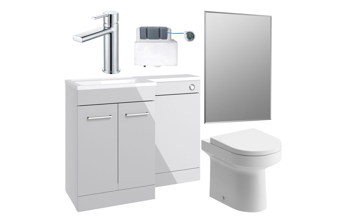 Venosa 900mm Furniture & BTW WC Pack - Grey Gloss