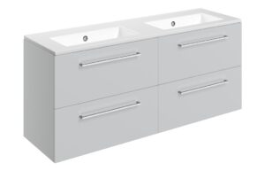 Volta 1210mm Wall Hung 4 Drawer Basin Unit & 0TH Thin Edge Basin - Grey Gloss