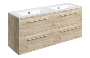 Volta 1210mm Wall Hung 4 Drawer Basin Unit & 0TH Thin Edge Basin - Oak