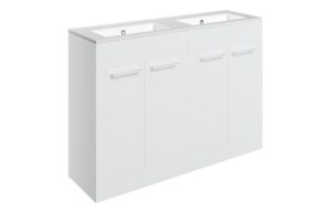 Volta 1210mm Floor Standing 4 Door Basin Unit & 0TH Thin Edge Basin - White Gloss