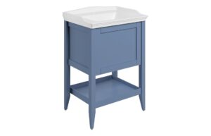 Dion 650mm Floor Standing 1 Drawer Basin Unit w/Basin - Matt Misty Blue