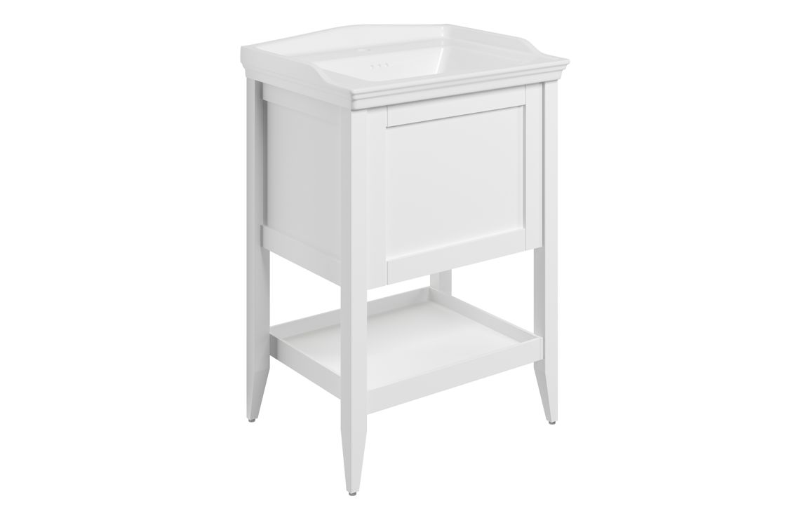 Dion 650mm Floor Standing 1 Drawer Basin Unit w/Basin - Matt White