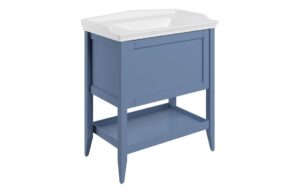Dion 800mm Floor Standing 1 Drawer Basin Unit w/Basin - Matt Misty Blue