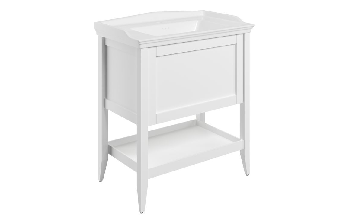 Dion 800mm Floor Standing 1 Drawer Basin Unit w/Basin - Matt White