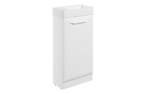 Mika 410mm Floor Standing 1 Door Cloakroom Basin Unit w/1TH Basin - Matt White