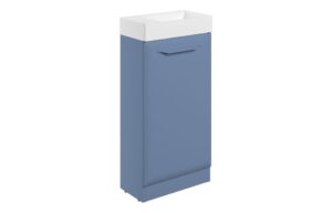 Mika 410mm Floor Standing 1 Door Cloakroom Basin Unit w/1TH Basin - Matt Misty Blue
