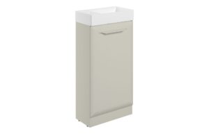 Mika 410mm Floor Standing 1 Door Cloakroom Basin Unit w/1TH Basin - Matt Latte